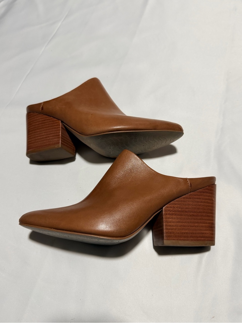ABLE Rojas Pointed-Toe Leather Mules in Cognac